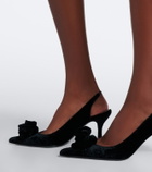 Magda Butrym Floral-appliqué velvet slingback pumps