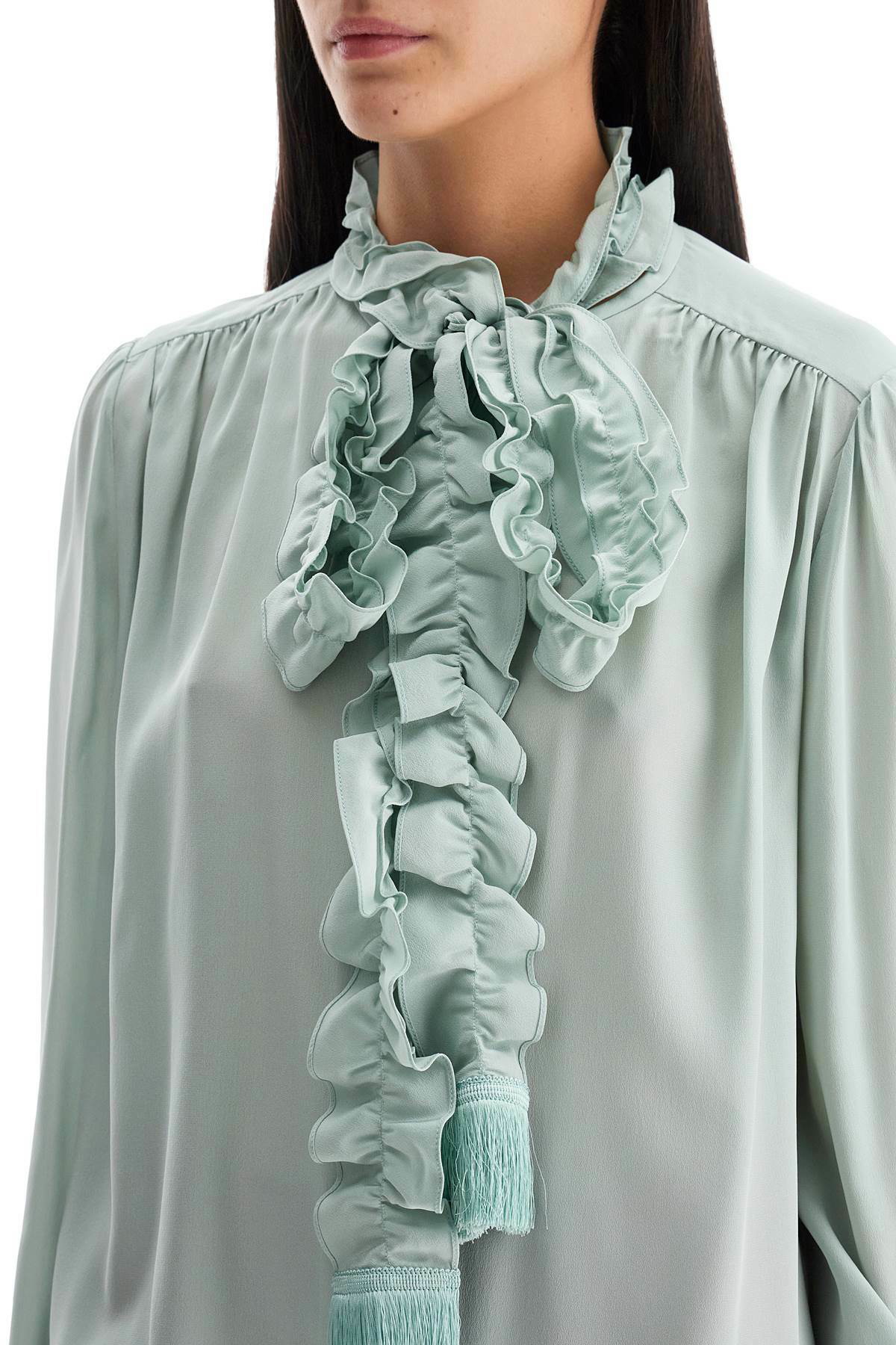 VALENTINO GARAVANI silk blouse with bow detail Green