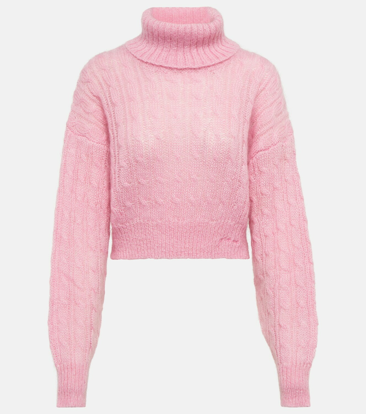 Ganni - Cable-knit turtleneck mohair-blend sweater GANNI