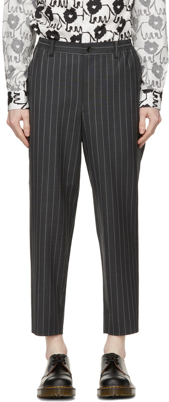 Photo: Comme des Garçons Homme Deux Grey Wool & Mohair Stripe Trousers