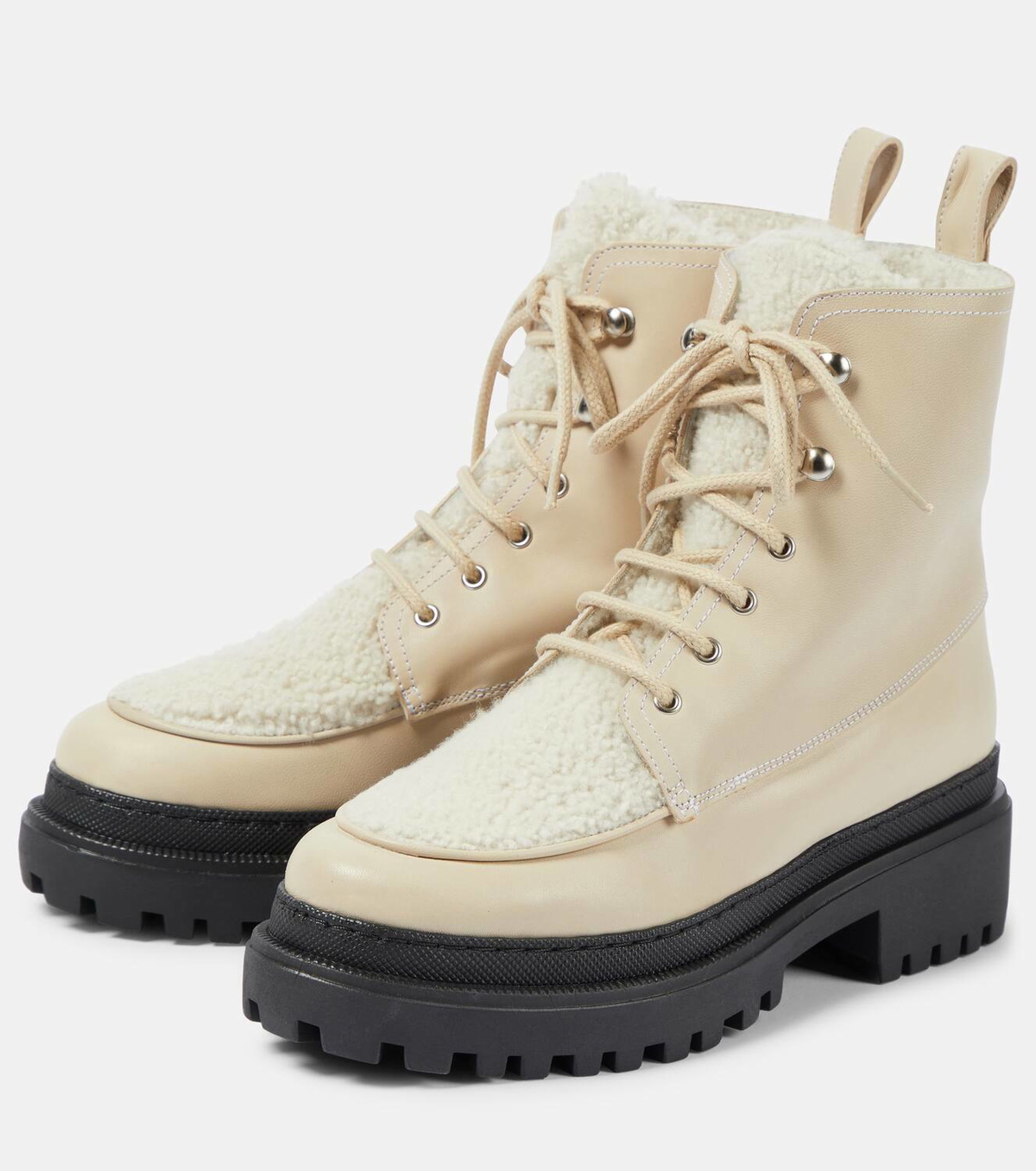 Yves Salomon Wool-lined leather ankle boots
