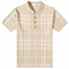 Burberry Men's Wellman Merino Check Polo Shirt in Soft Fawn