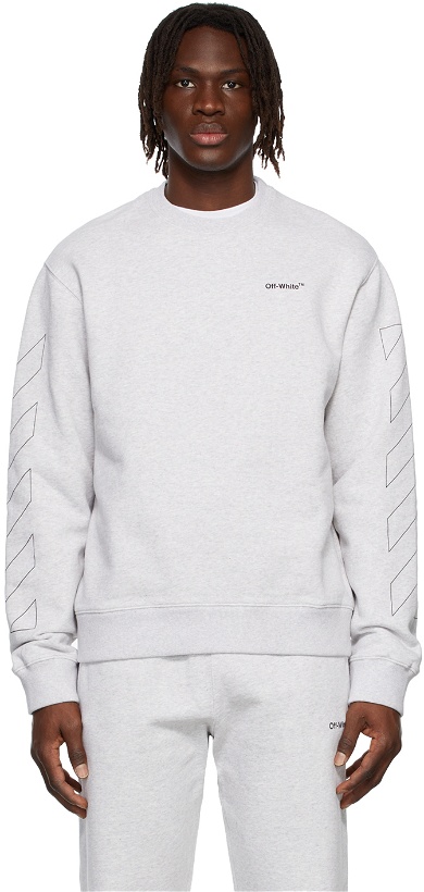 Photo: Off-White Grey Diag Outline Slim Sweatshirt