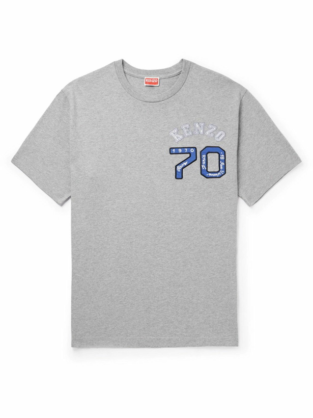 Photo: KENZO - Logo-Appliquéd Cotton-Jersey T-Shirt - Gray