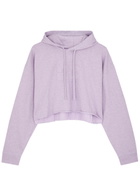 Ganni Isoli Hooded Cropped Cotton Sweatshirt Lilac