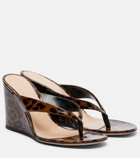 Gianvito Rossi Leopard-print leather wedge thong sandals