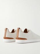 Zegna - Full-Grain Leather Slip-On Sneakers - White