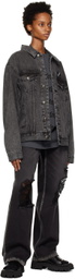 We11done Black Oversized Denim Jacket