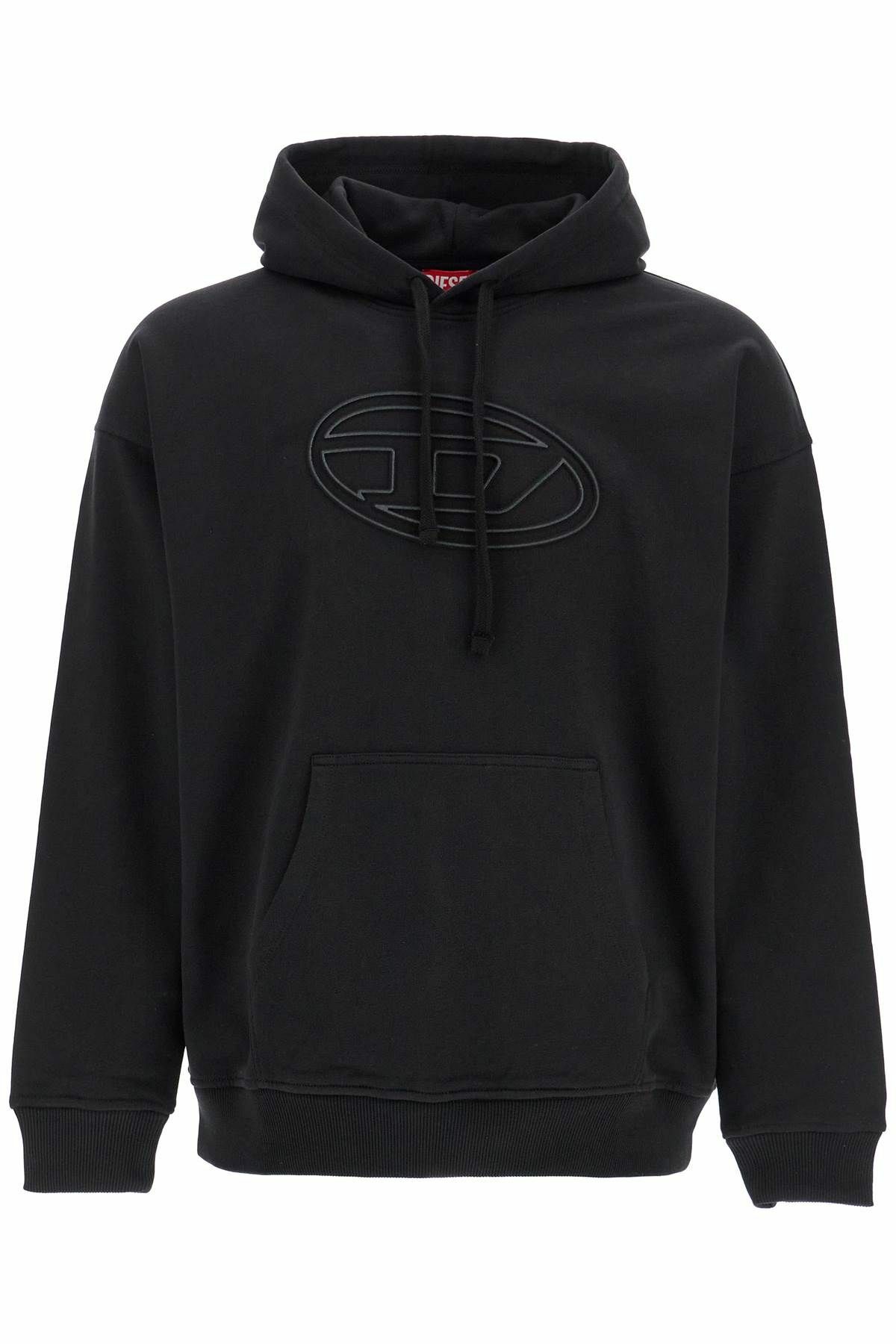 DIESEL black cotton hoodie with embossed logo Black Diesel