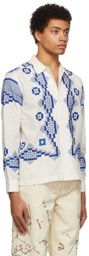 Bode White & Blue Mosaic Shirt