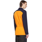 Kenzo Blue and Orange Colorblocked Dual Material Blazer