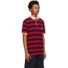 Gucci Red and Navy Disney Edition Striped Donald Duck Polo