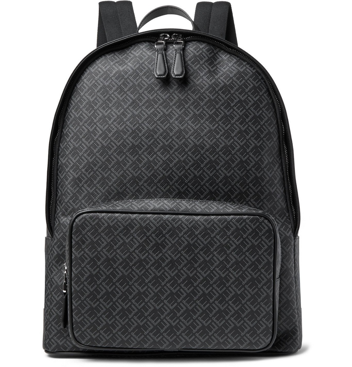 Photo: Dunhill - Leather-Trimmed Logo-Print Coated-Canvas Backpack - Black