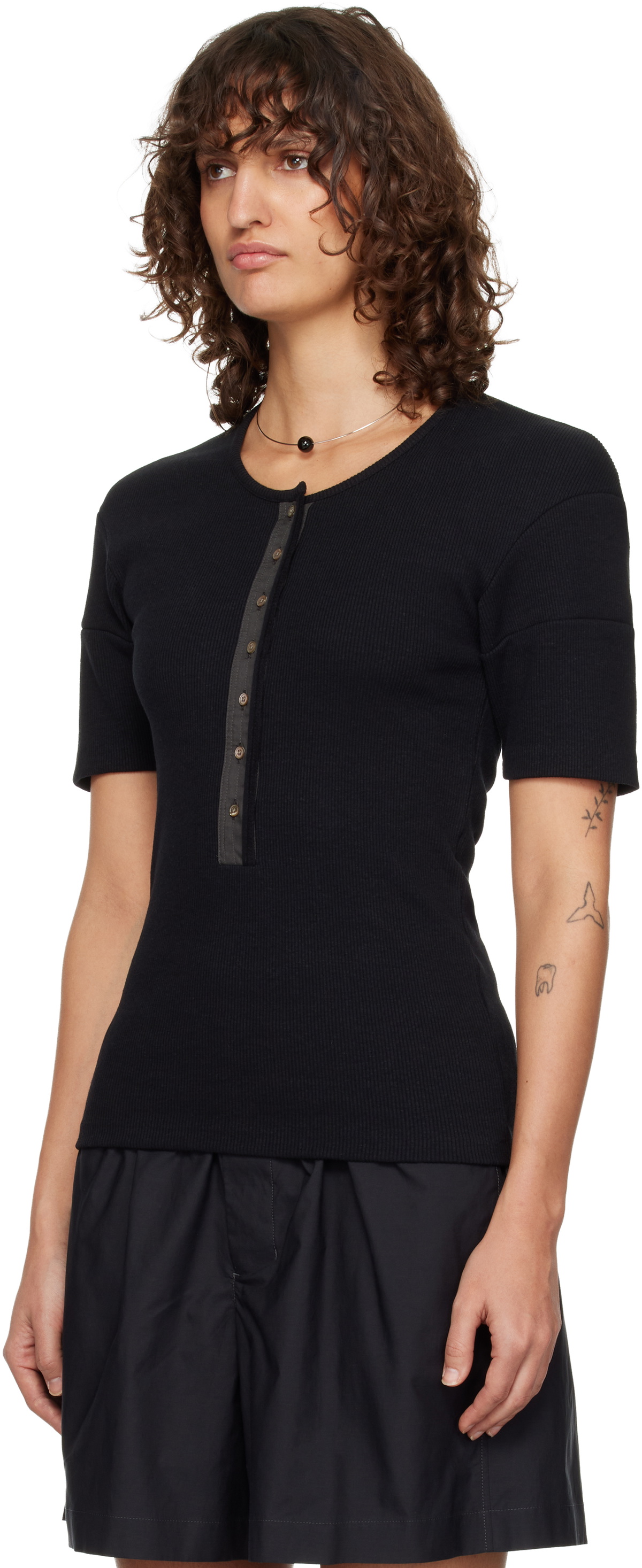 LEMAIRE Black Fitted Jersey Henley