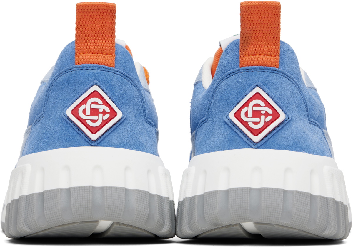 Casablanca White & Blue Suede Court Sneakers