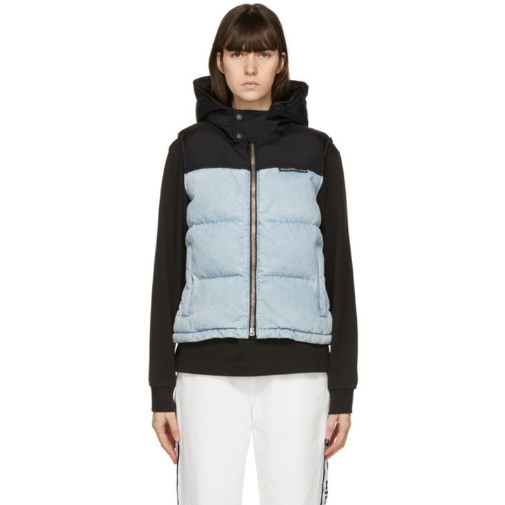 Photo: Alexander Wang Blue and Black Hooded Puffer Vest