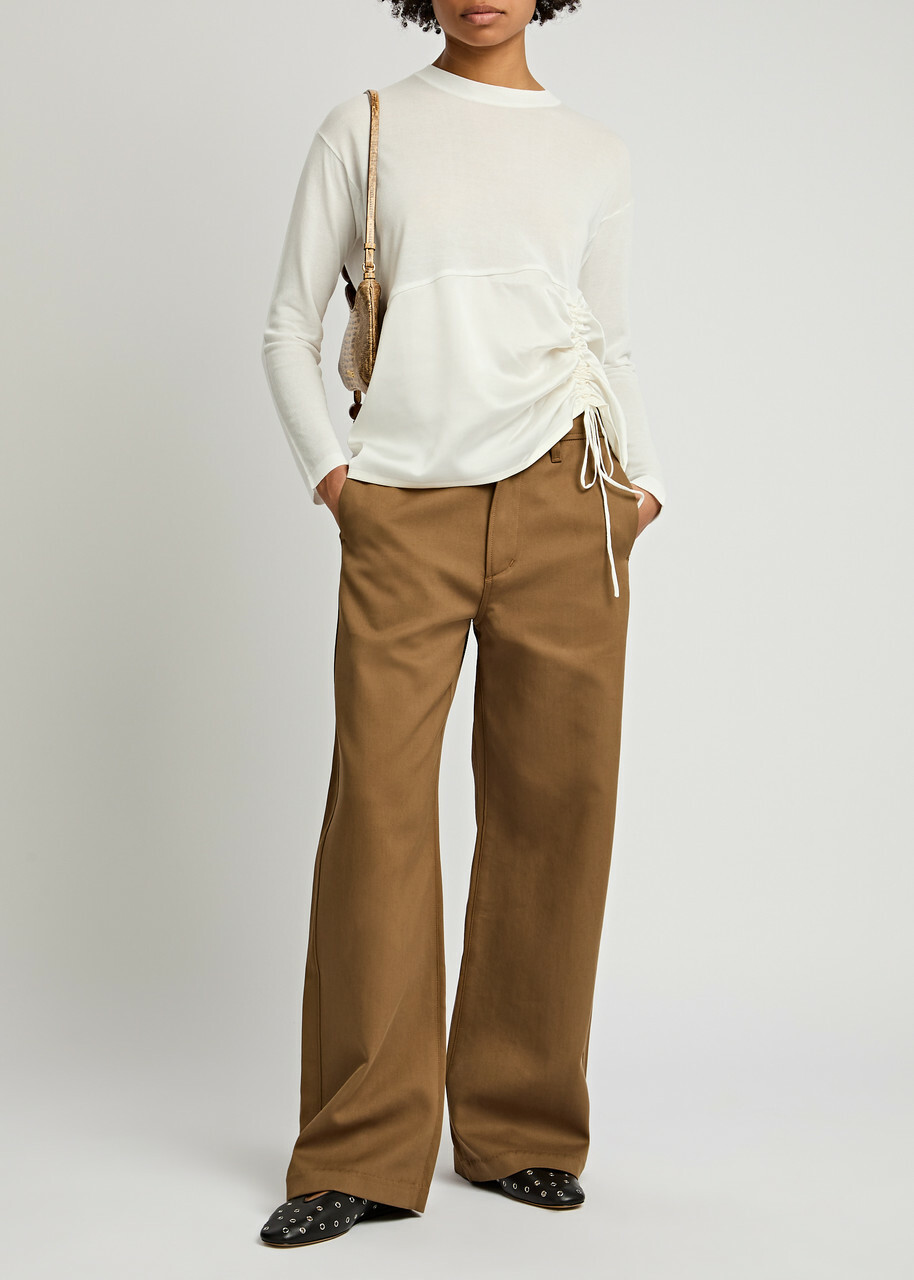 High Jargon Panelled Fine-knit top Cream