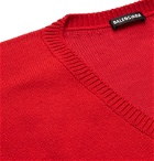 Balenciaga - Oversized Embroidered Knitted Sweater - Red