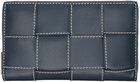 Bottega Veneta Blue Cassette Zip Around Wallet