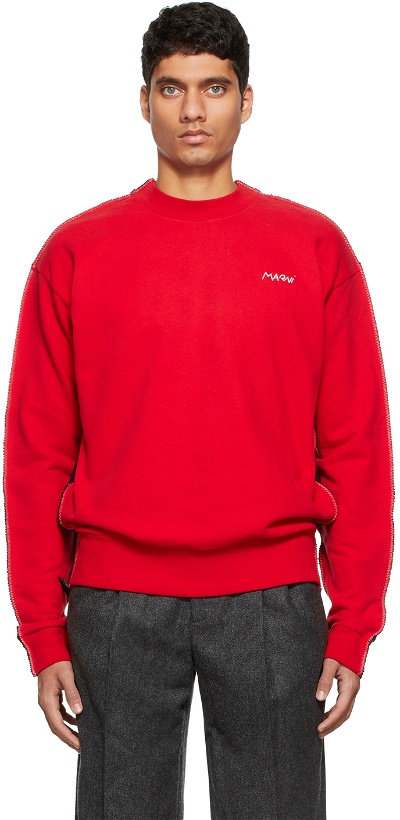 Photo: Marni Red & Black Paneled Sweatshirt