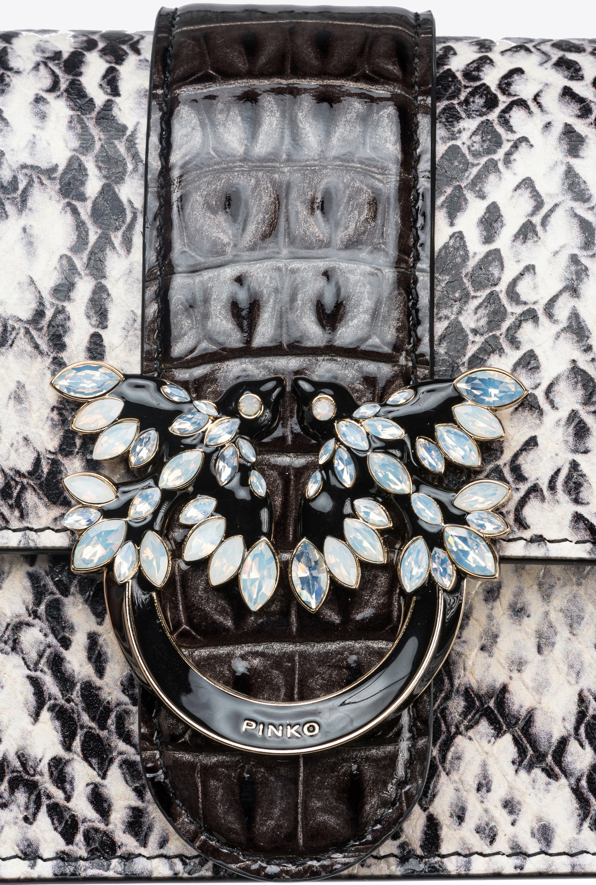 PINKOバック黒星 模様 Pinko Mini Love Bag Leather Crossbody Bag With Zebra Pattern White