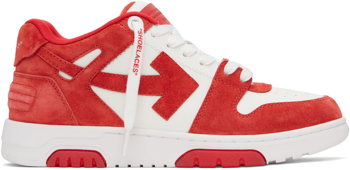 Photo: Off-White Red & White Out Of Office Suede Sneakers