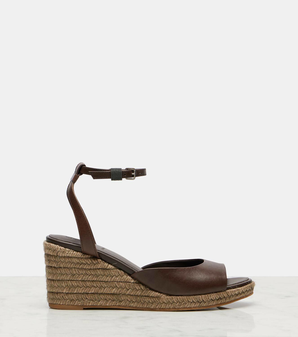 Brunello Cucinelli Leather espadrille wedges