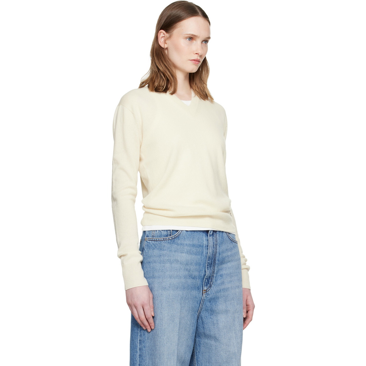 Stella McCartney Off-White Cashmere V-Neck Sweater