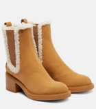 Tod's Shearling-trimmed suede Chelsea boots