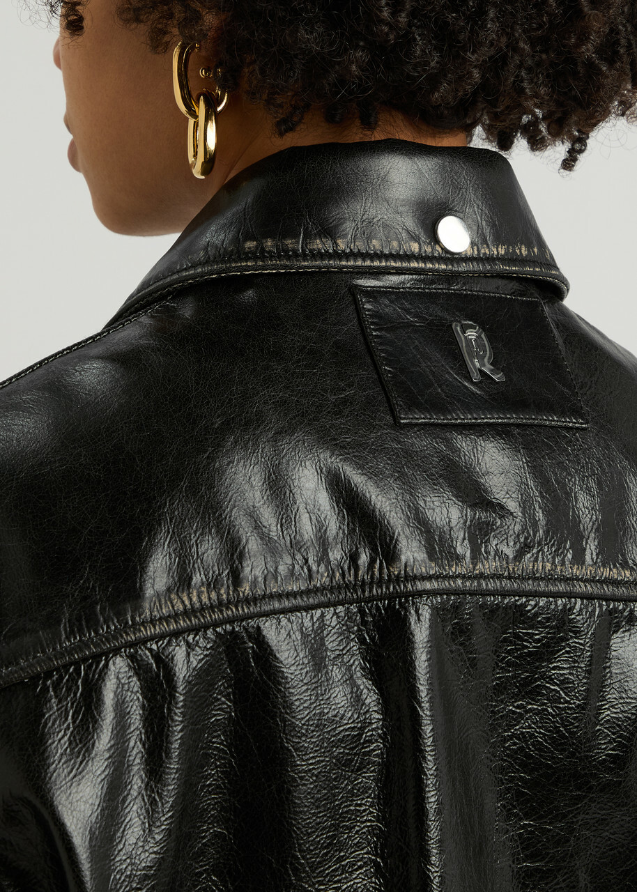 Rabanne Leather Bomber Jacket Black