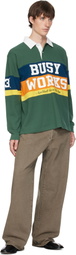 BAPE Green Striped Rugby polo
