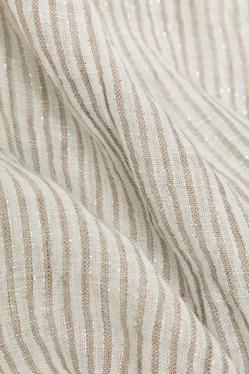 Brunello Cucinelli Striped Metallic Linen-blend Scarf - Beige - One Size