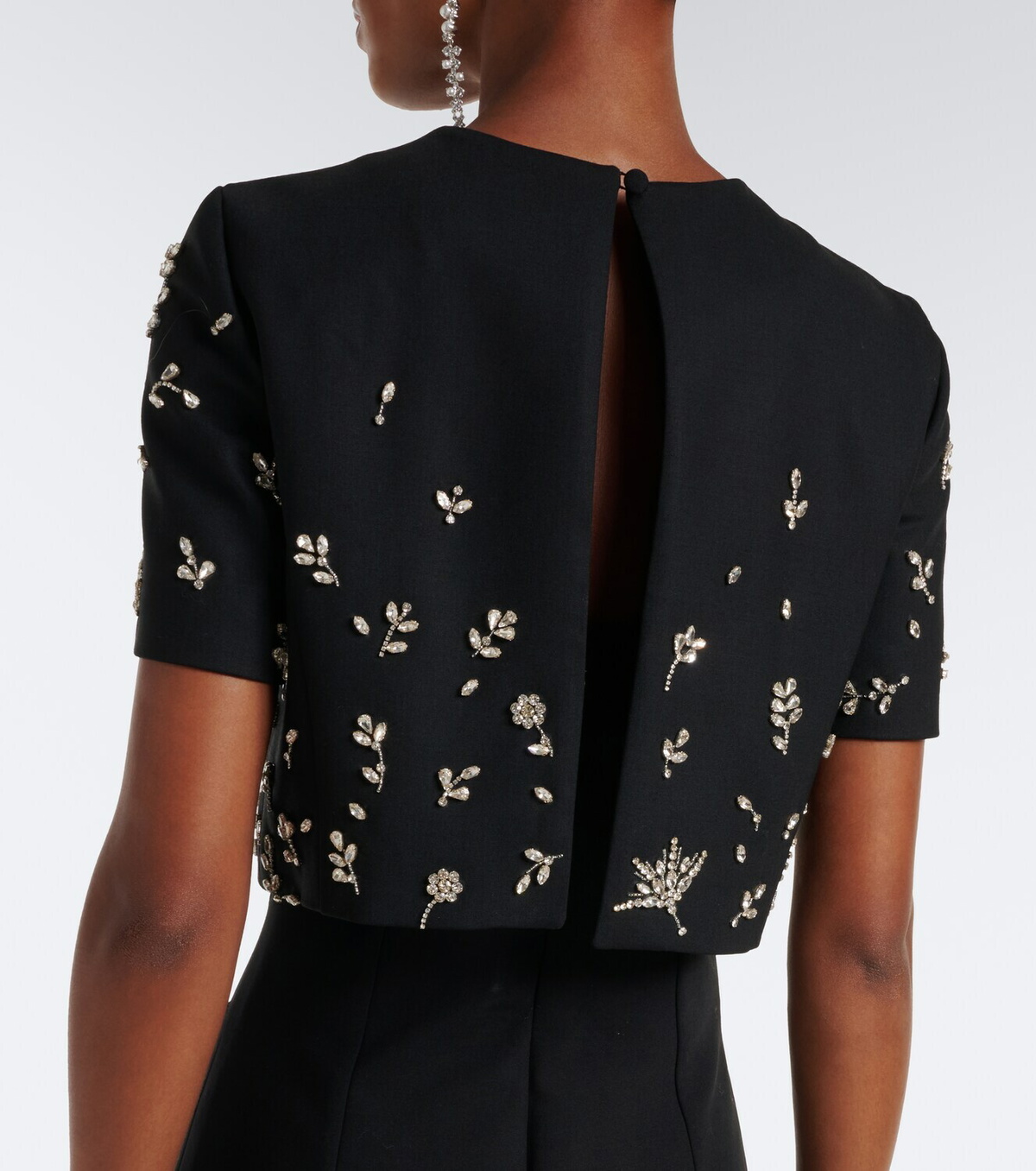 Oscar de la Renta Embellished wool-blend bustier gown