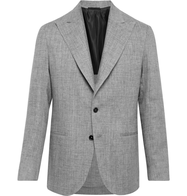Photo: De Petrillo - Mergellina Slim-Fit Mélange Linen Suit Jacket - Gray