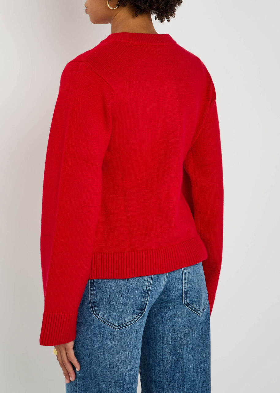 Good American Knitted Cardigan Red