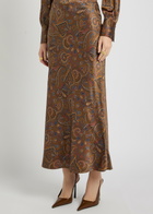Veronica Beard Clover Paisley-print Silk-blend Midi Skirt Brown
