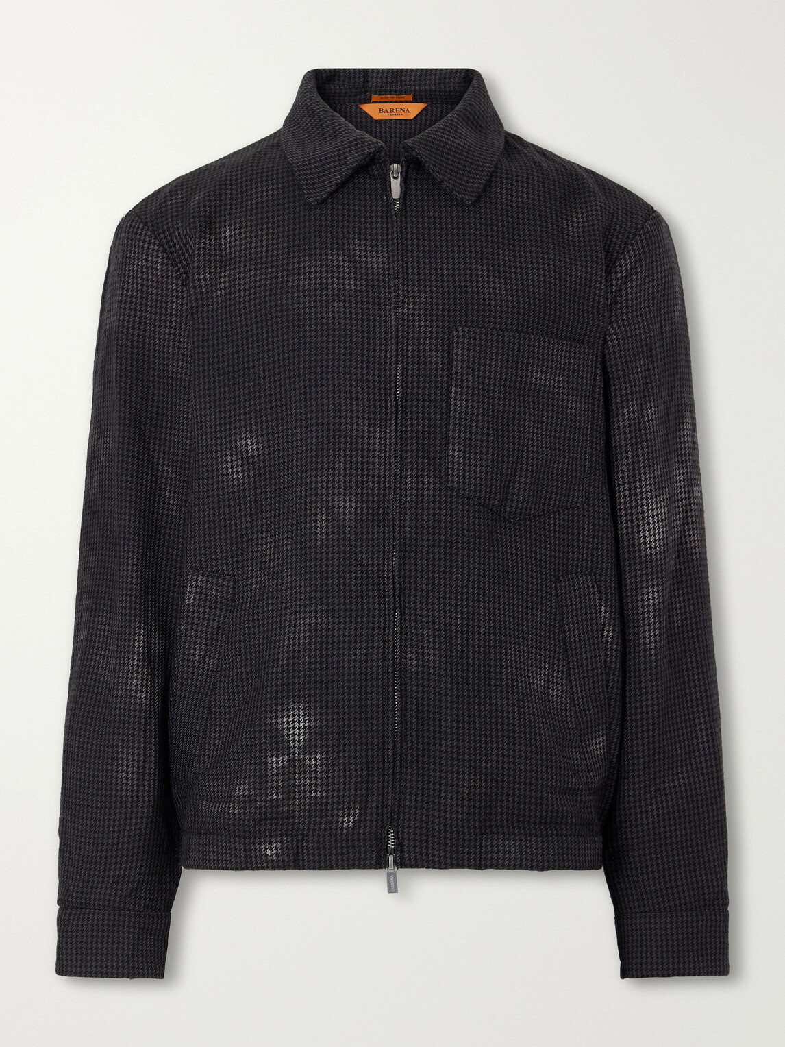 Barena - Garment-Dyed Houndstooth Wool Blouson Jacket - Black