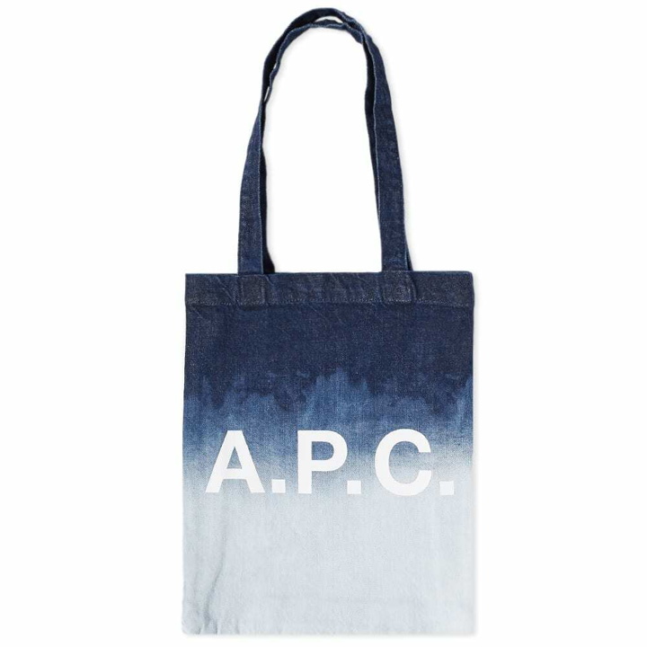 Photo: A.P.C. Lou Denim Logo Tote in Bleached Out