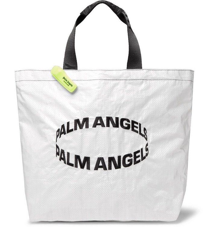 Photo: Palm Angels - Logo-Embroidered Coated Woven Tote Bag - White