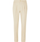 Rubinacci - Tapered Pleated Herringbone Linen Trousers - Neutrals