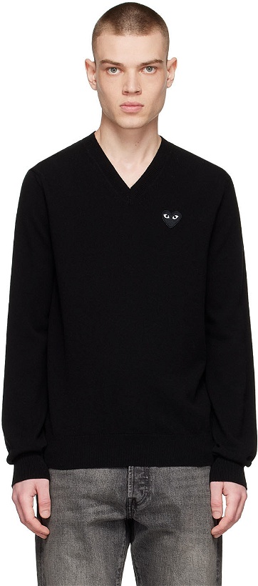 Photo: COMME des GARÇONS PLAY Black Wool Sweater