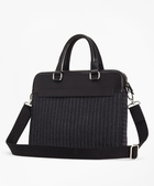 Brooks Brothers Men's Wool Stripe Briefcase | Charcoal