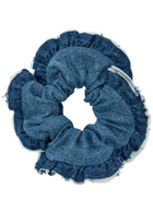 Ganni Logo-embroidered Denim Scrunchie - One Size