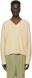 AMI Paris Beige Cropped Sweater