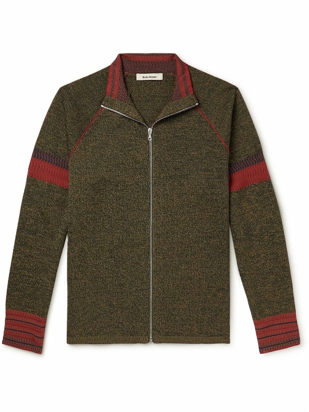 Photo: Wales Bonner - Fusion Colour-Block Wool-Blend Zip-Up Sweater - Green