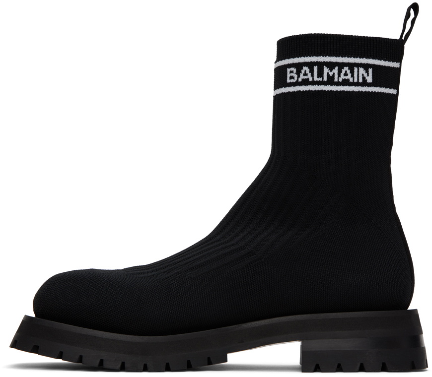 Balmain Black Knit Boots