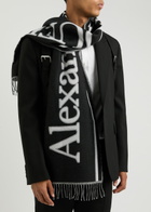 Alexander Mcqueen Logo-intarsia Fringed Wool Scarf - Black - One Size
