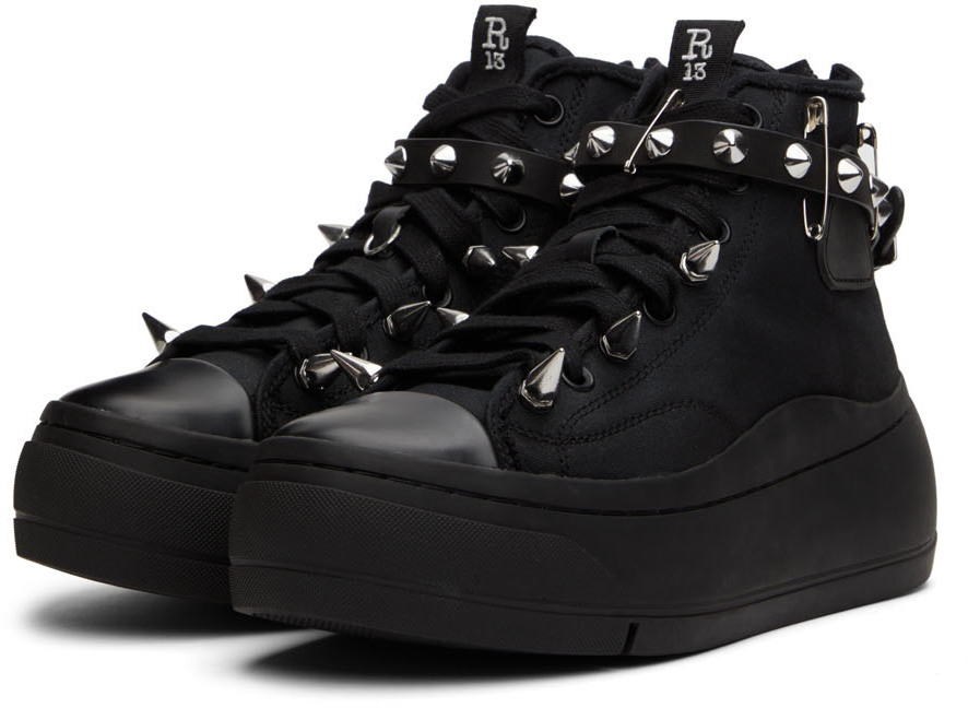 R13 Black Studded Kurt High Top Sneakers R13