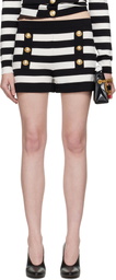 Balmain Black & White Marinière Knit Shorts