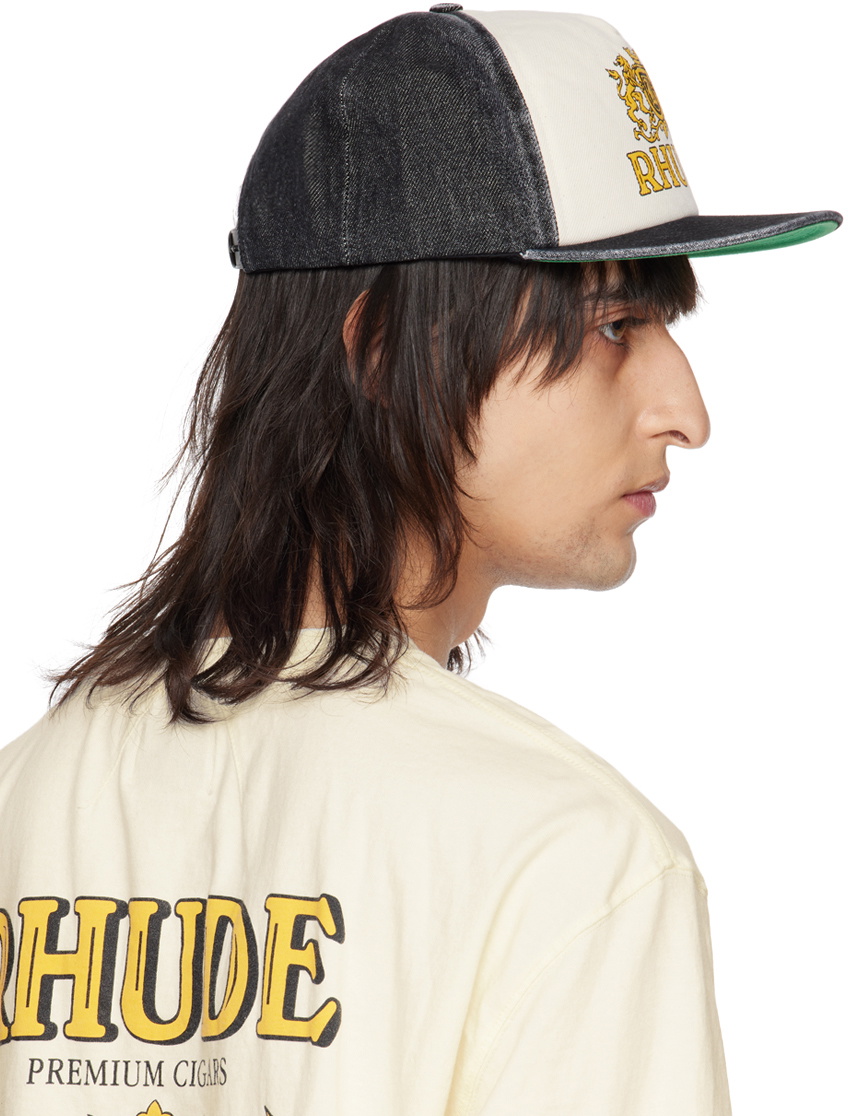Rhude Black & Off-White Cresta Denim Cap